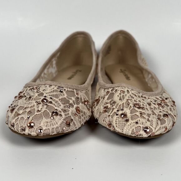 Zigi Soho Sz 6 Embellished Lace Ballet Flats Hypnotize Cream - Picture 4 of 8